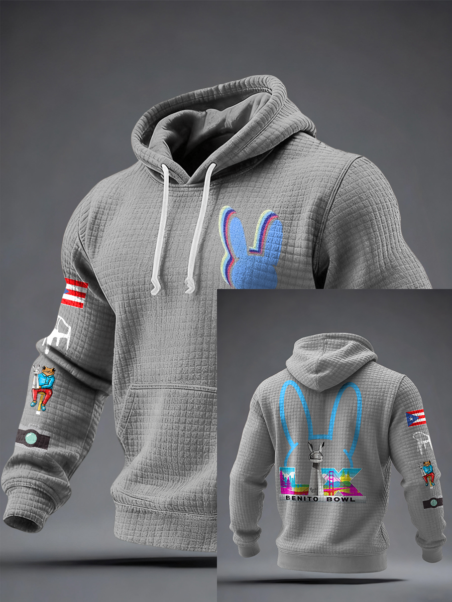 Bluza z kapturem z nadrukiem Unisex Bunny Football Music Lover