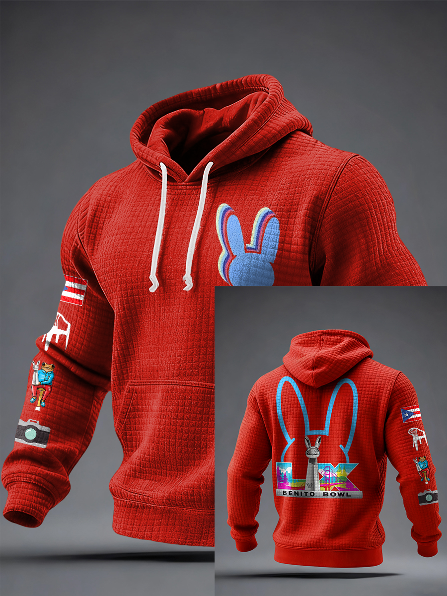 Bluza z kapturem z nadrukiem Unisex Bunny Football Music Lover