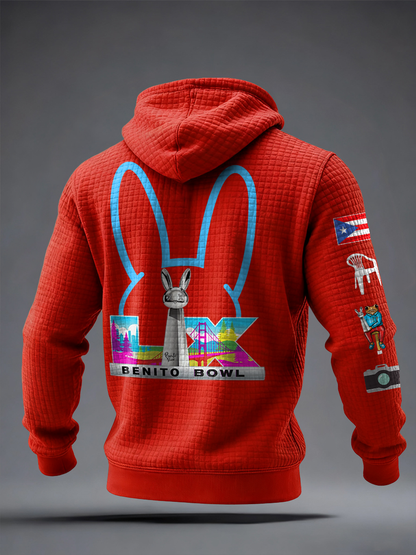 Bluza z kapturem z nadrukiem Unisex Bunny Football Music Lover