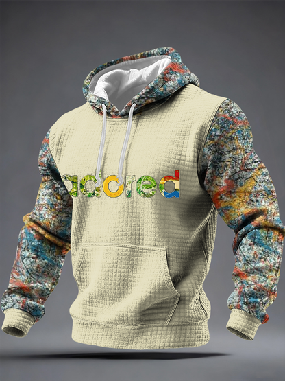 Męska bawełniana bluza z kapturem z nadrukiem Lemon Roses Music Lover w kratkę