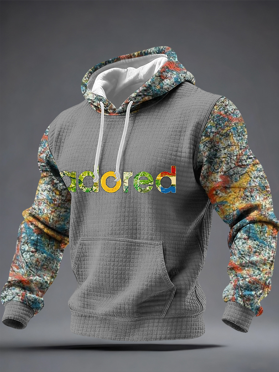 Męska bawełniana bluza z kapturem z nadrukiem Lemon Roses Music Lover w kratkę