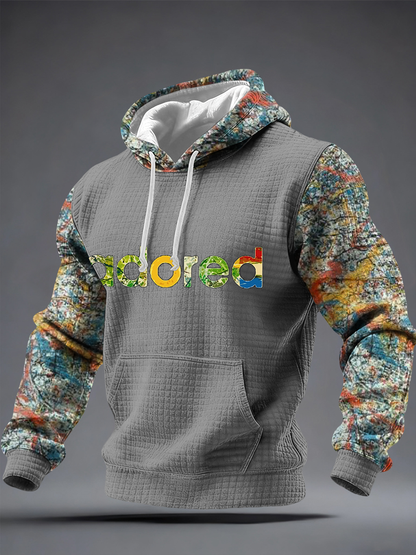 Męska bawełniana bluza z kapturem z nadrukiem Lemon Roses Music Lover w kratkę