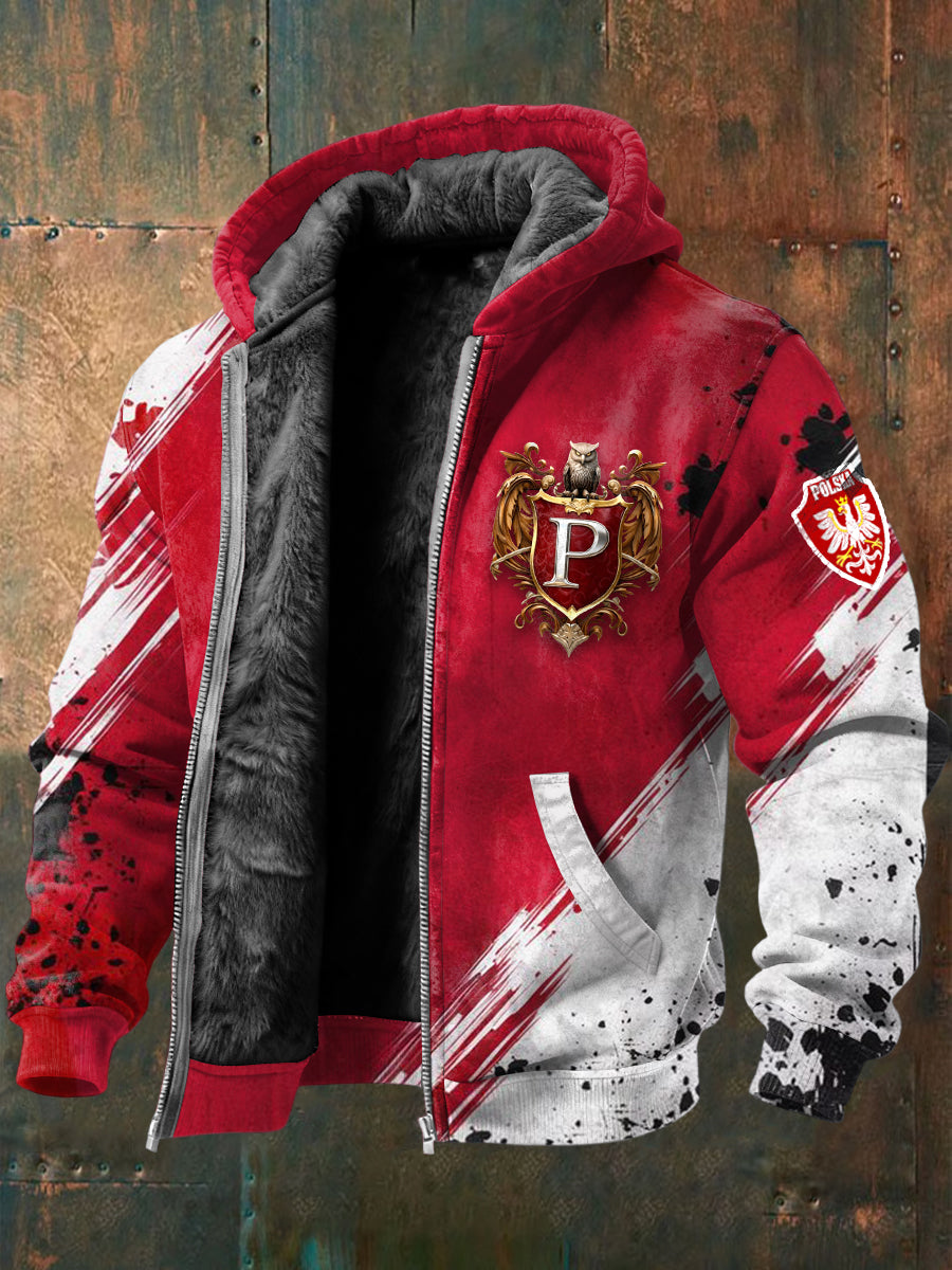 Męska kurtka z polarową podszetką z nadrukiem w stylu P