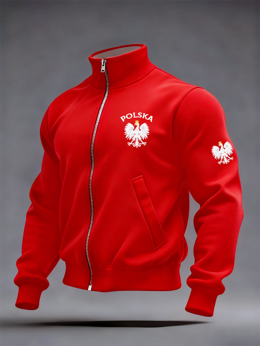 Męska moda vintage Casual Stand Collar Bluza z zamkiem błyskawicznym