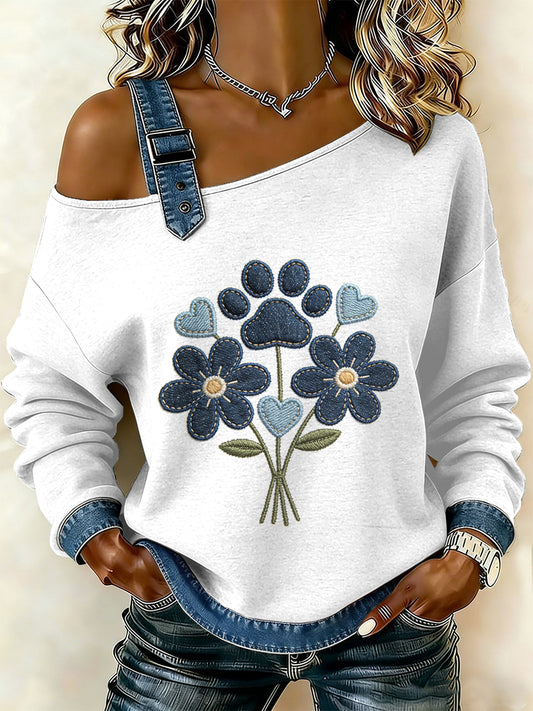 Damska bluza z motywem patchworku w stylu vintage dla psa