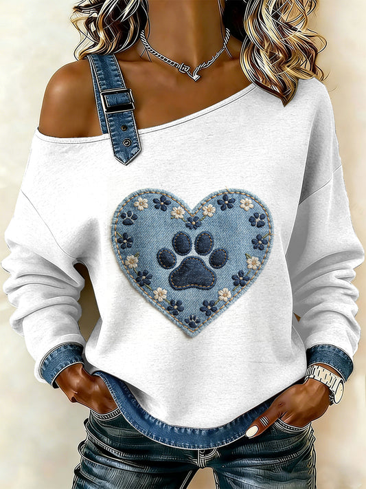 Damska bluza z motywem patchworku w stylu vintage dla psa