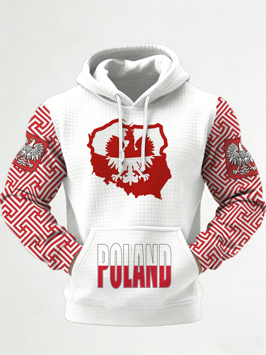 Męska bluza z kapturem z nadrukiem w stylu polskim