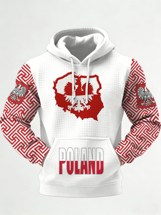 Męska bluza z kapturem z nadrukiem w stylu polskim