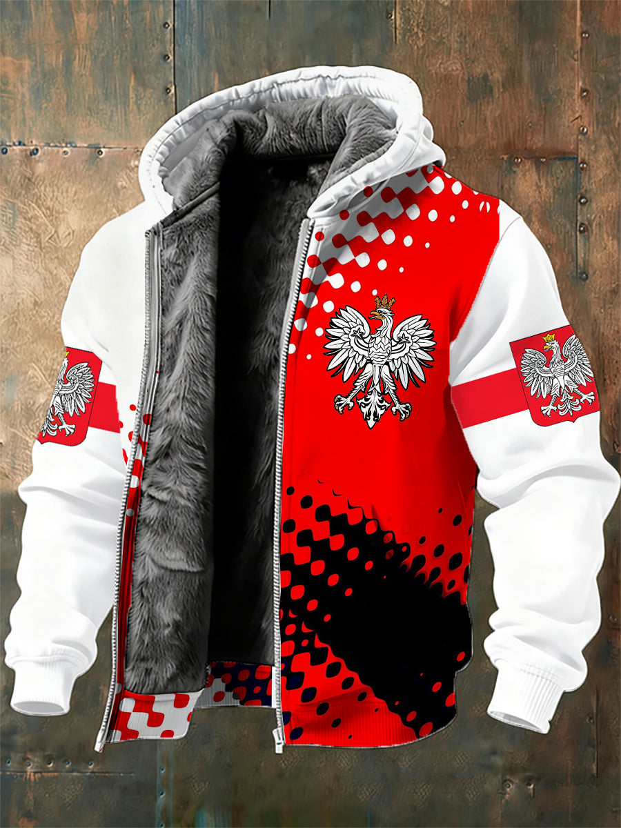 Męska kurtka polarowa z nadrukiem w polskim stylu