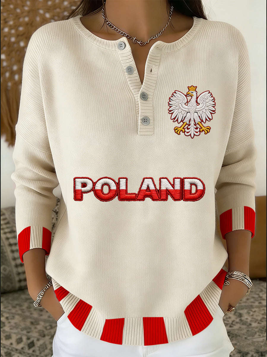 Damski sweter z nadrukiem flagi polskiej