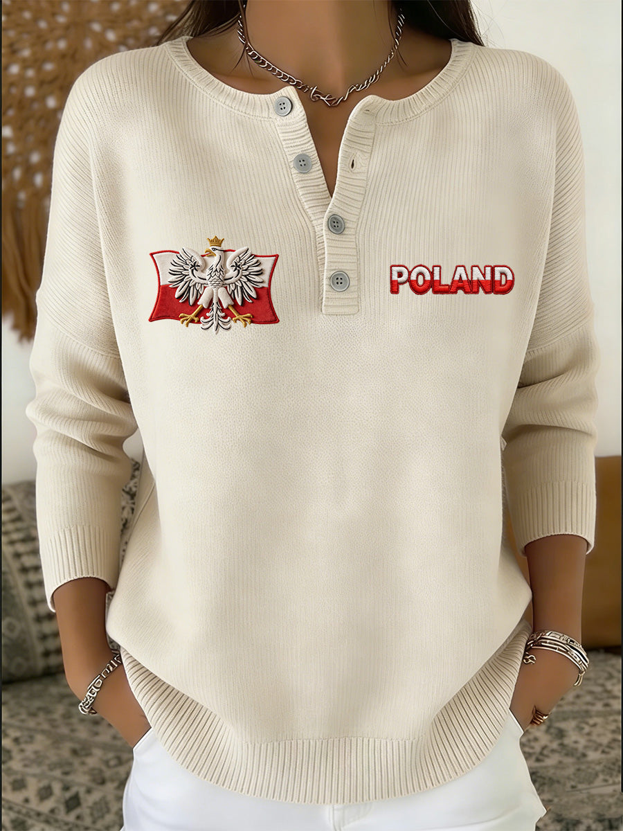 Damski sweter z nadrukiem flagi polskiej