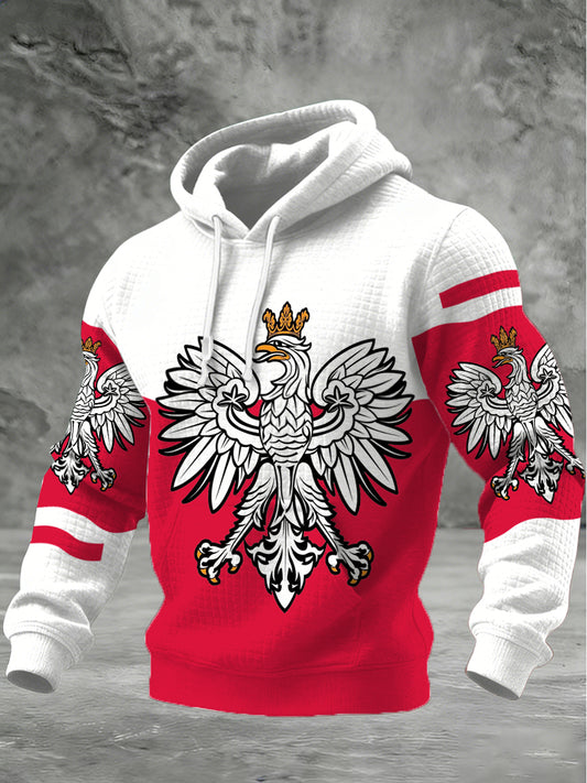 Męska bluza z kapturem z nadrukiem w stylu polskim