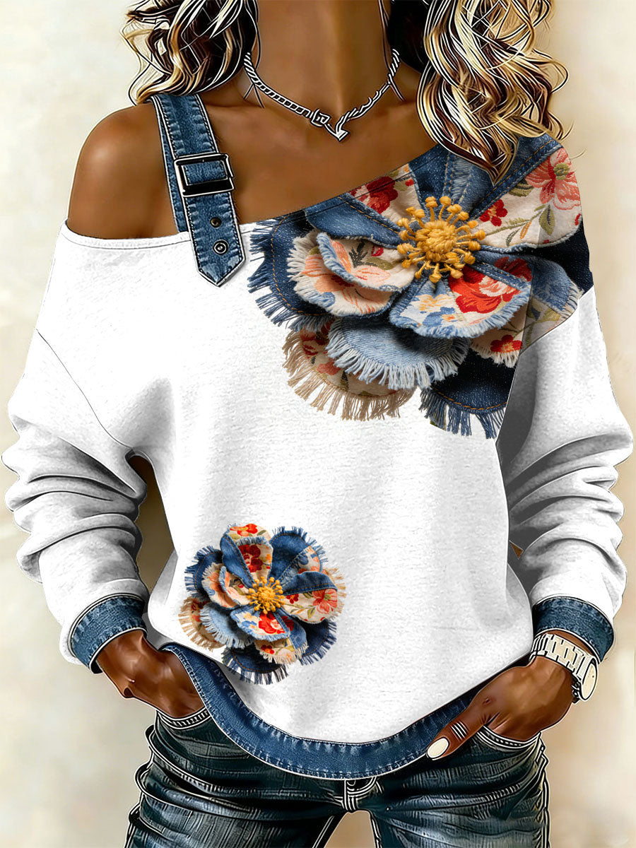 Damska bluza z motywem patchworku w stylu vintage