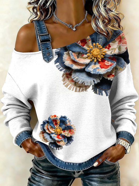 Damska bluza z motywem patchworku w stylu vintage