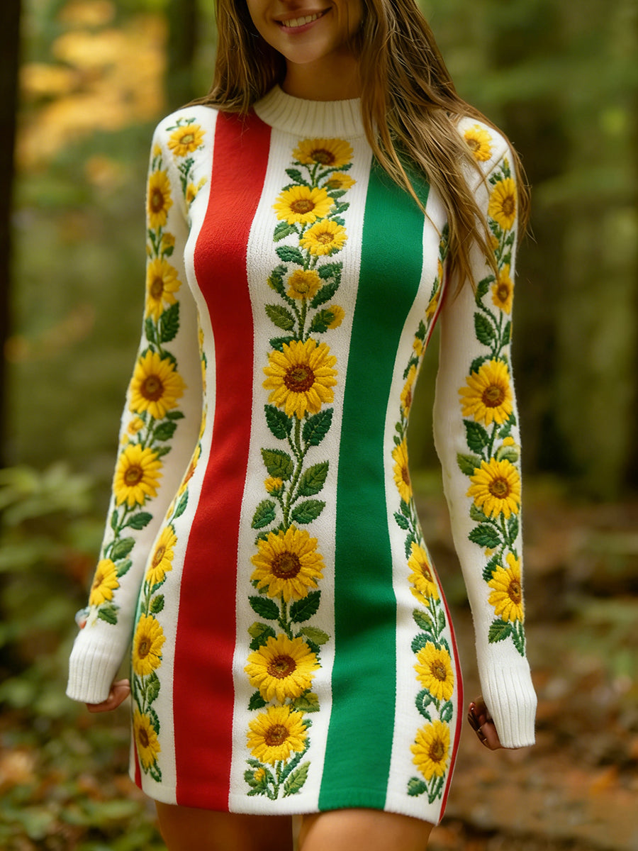 Damski styl etniczny w stylu vintage z kwiatowym nadrukiem Wygodna i elegancka sukienka