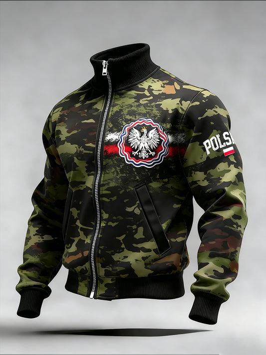 Męski Vintage Polski Art Print Casual I Wygodna Kurtka