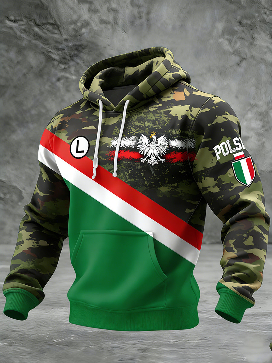 Męska Vintage Polski Art Print Casual I Wygodna Bluza