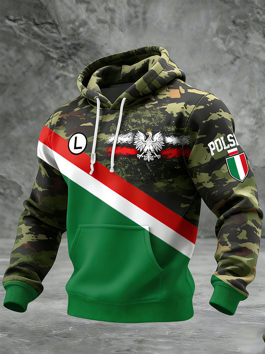 Męska Vintage Polski Art Print Casual I Wygodna Bluza