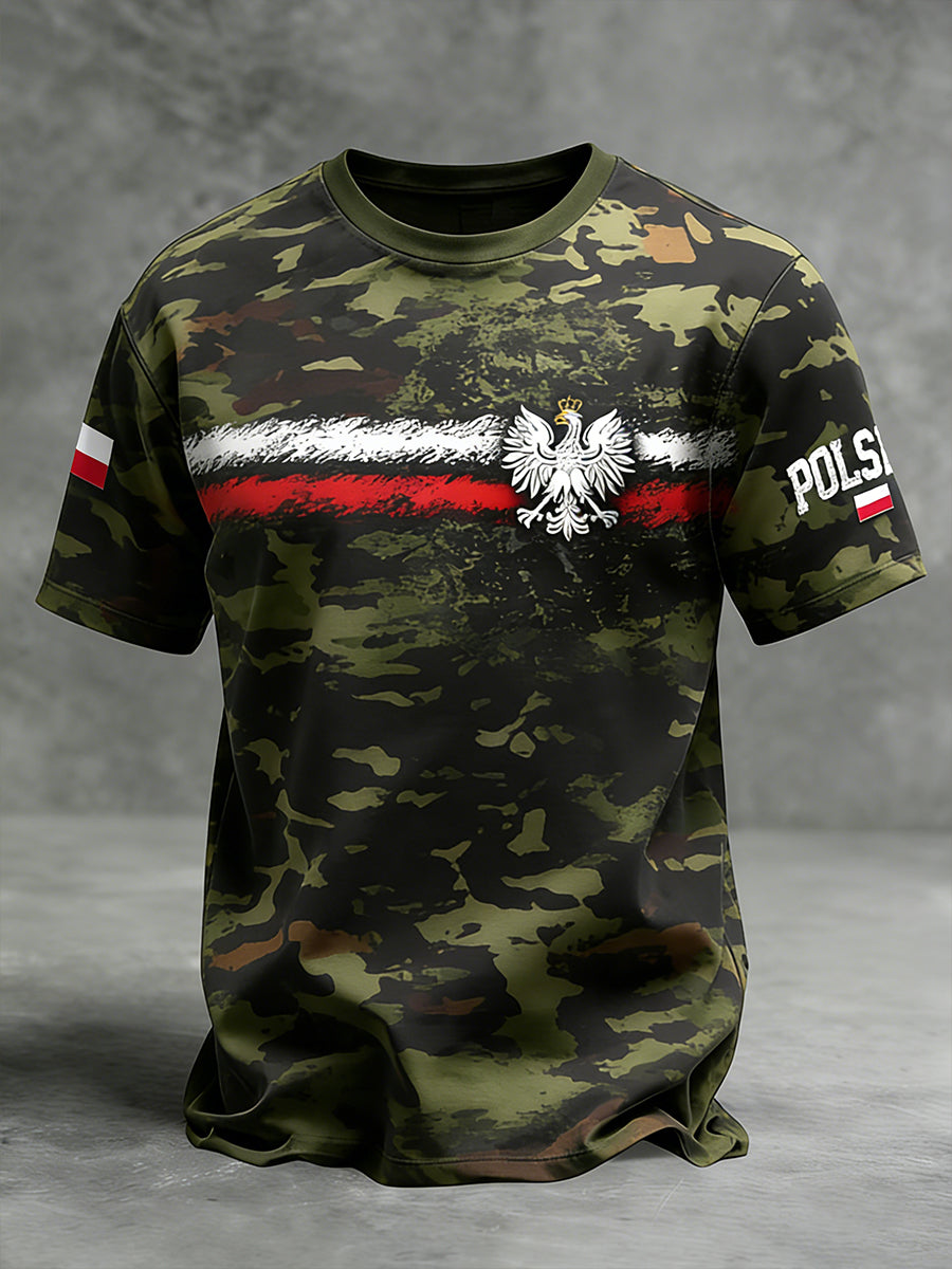 Męski Vintage Polski Art Print Casual I Wygodna koszulka