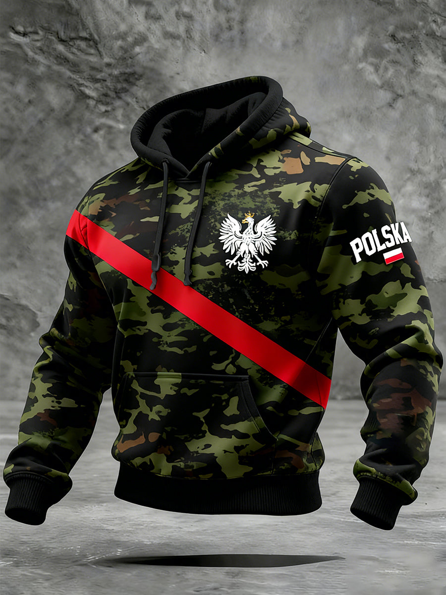 Męska Vintage Polski Art Print Casual I Wygodna Bluza