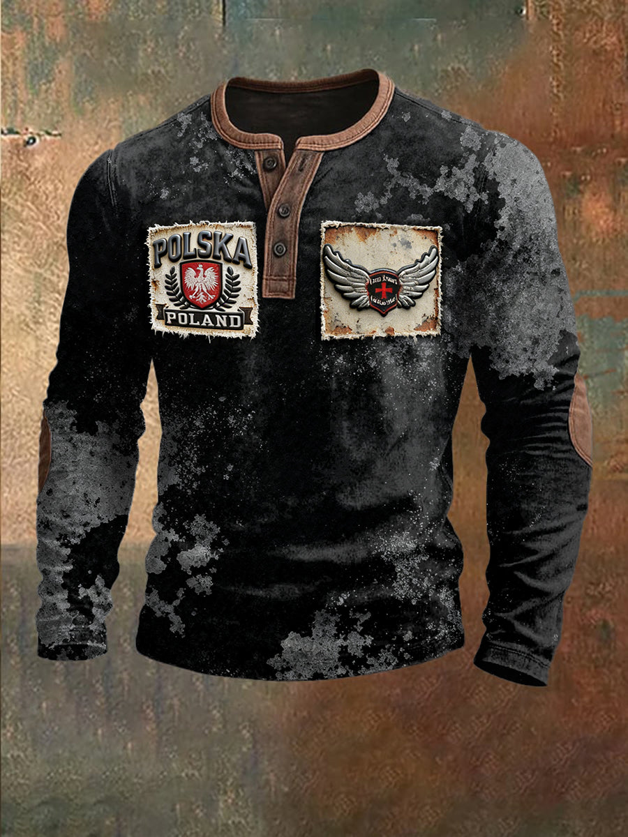 Czarna bluza z polskim patchworkiem w stylu vintage