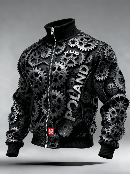 Męski Vintage Polski Art Print Casual I Wygodna Kurtka