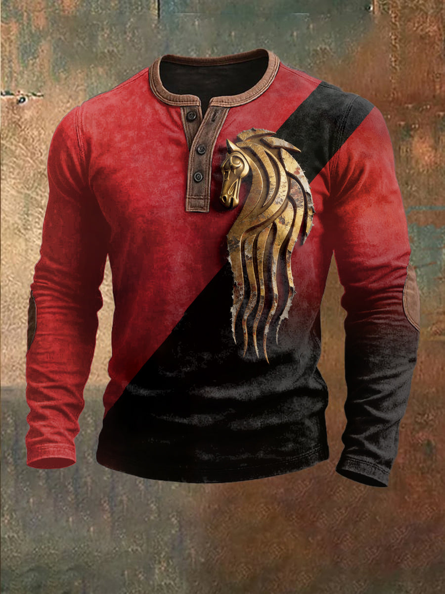 Męska polska bluza z nadrukiem rycerskim Patchwork