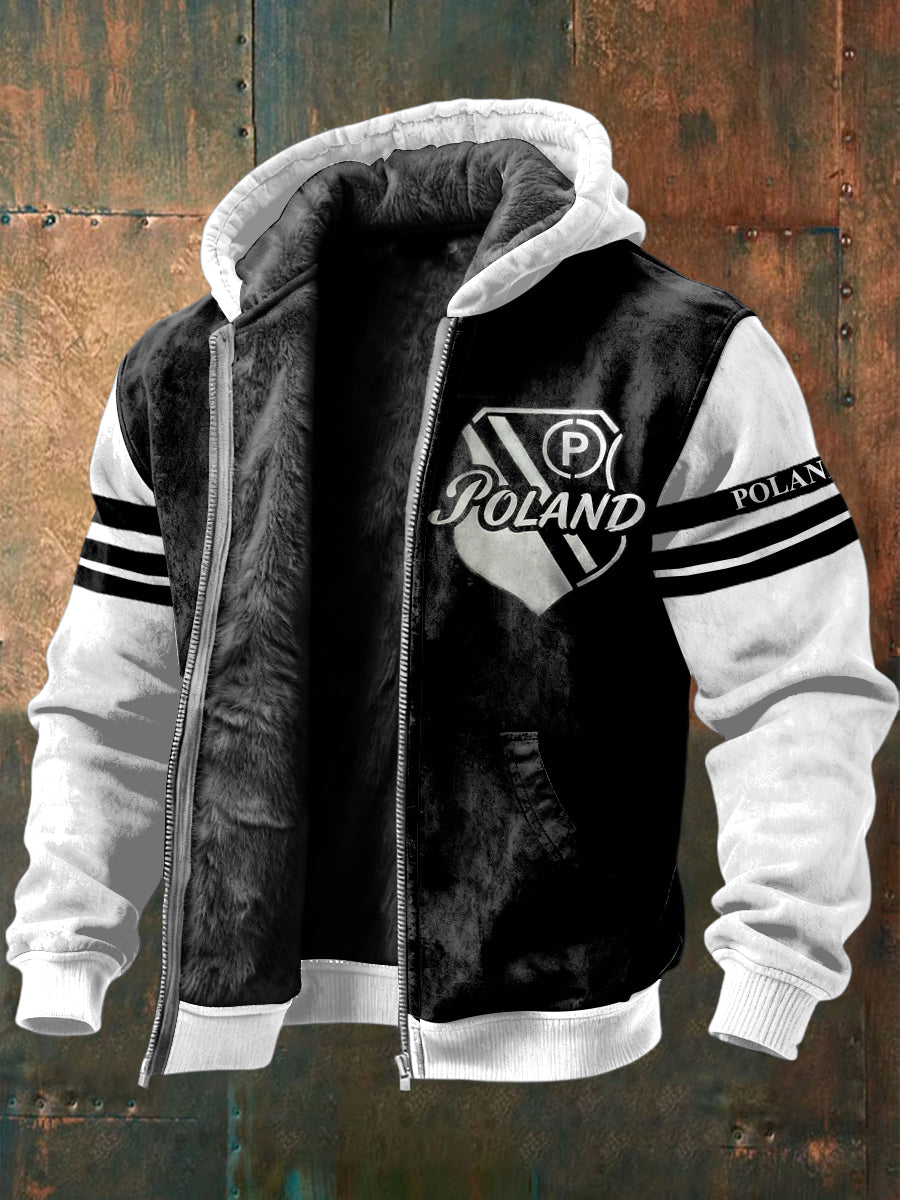 Męska kurtka z nadrukiem z polaru Patchwork