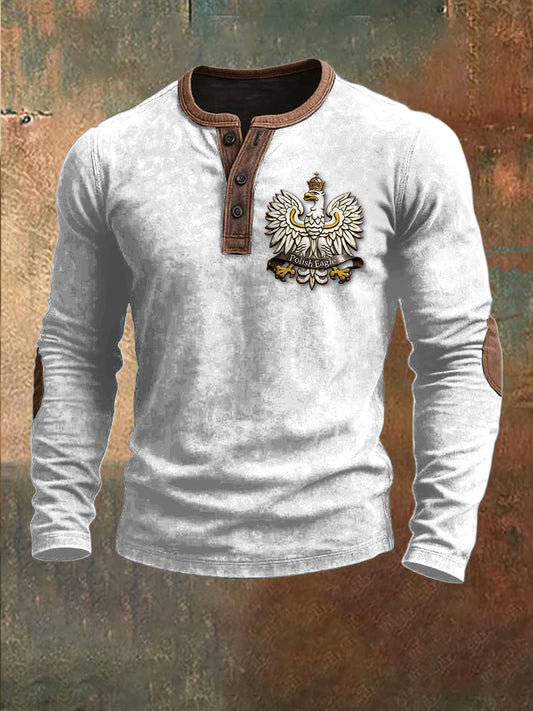 Męska polska bluza z nadrukiem orła Patchwork White