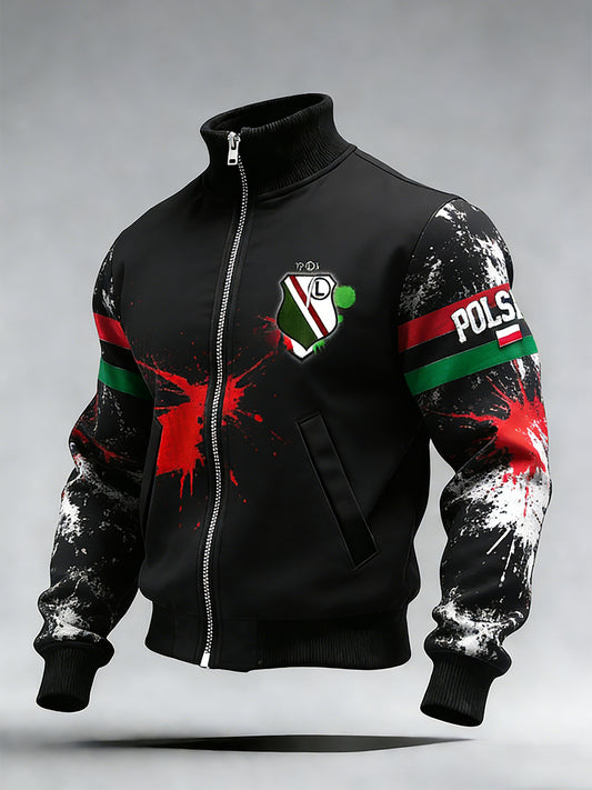 Męski Vintage Polski Art Print Casual I Wygodna Kurtka