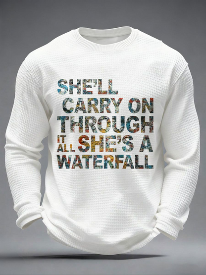 Men's Lemon Roses Music Lover Printed Waffle Long Sleeve T-Shirt