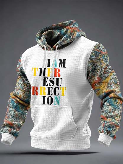 Men's Lemon Roses Music Lover Printed Checkered Cotton Hoodie