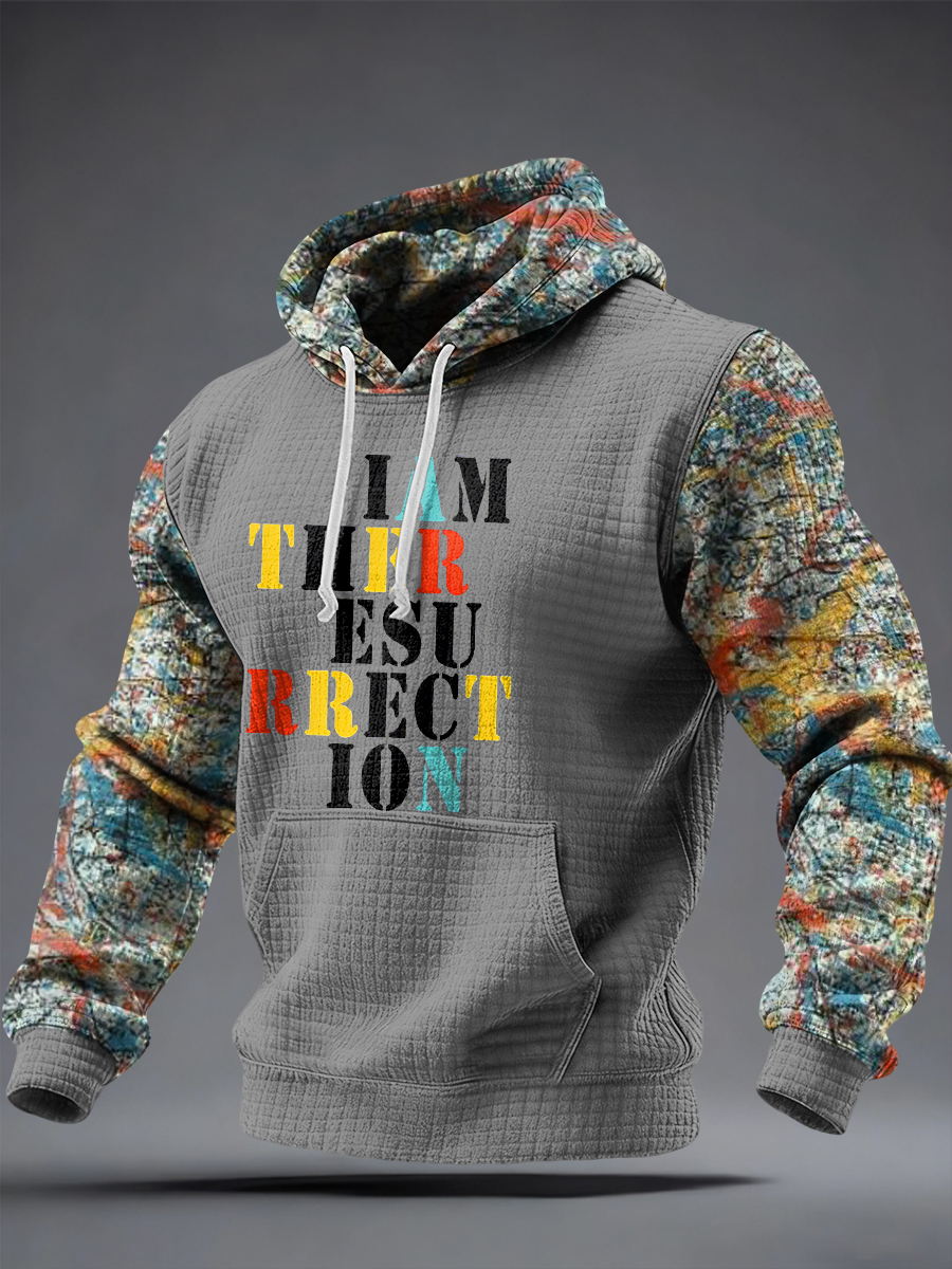 Men's Lemon Roses Music Lover Printed Checkered Cotton Hoodie