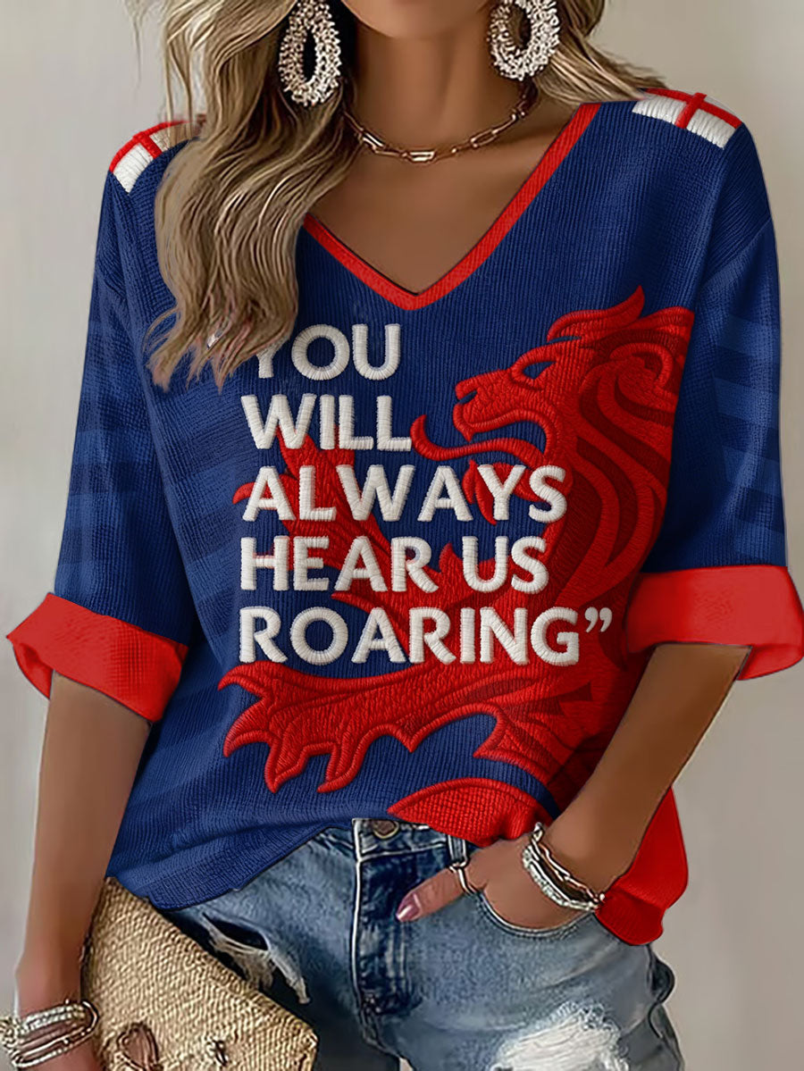 Women's England Lions Football Lover Printed Waffle T-shirt