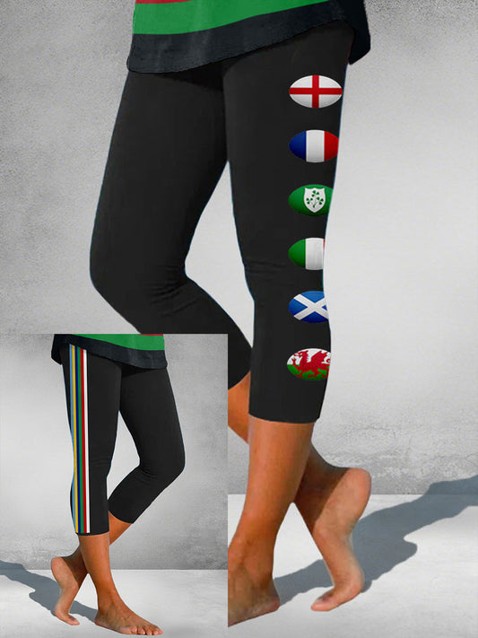 Women's Nations of Rugby Lover Printed Seven-minute Bottoms