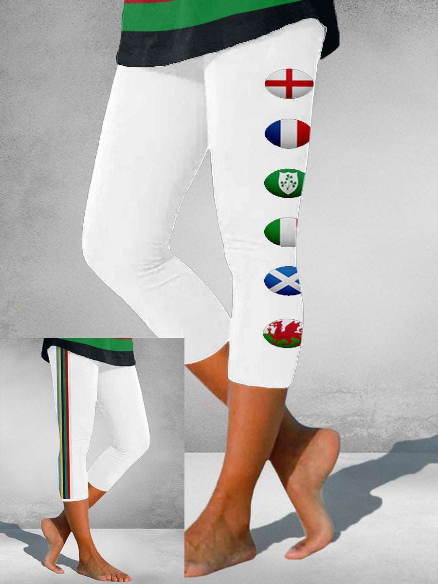Women's Nations of Rugby Lover Printed Seven-minute Bottoms