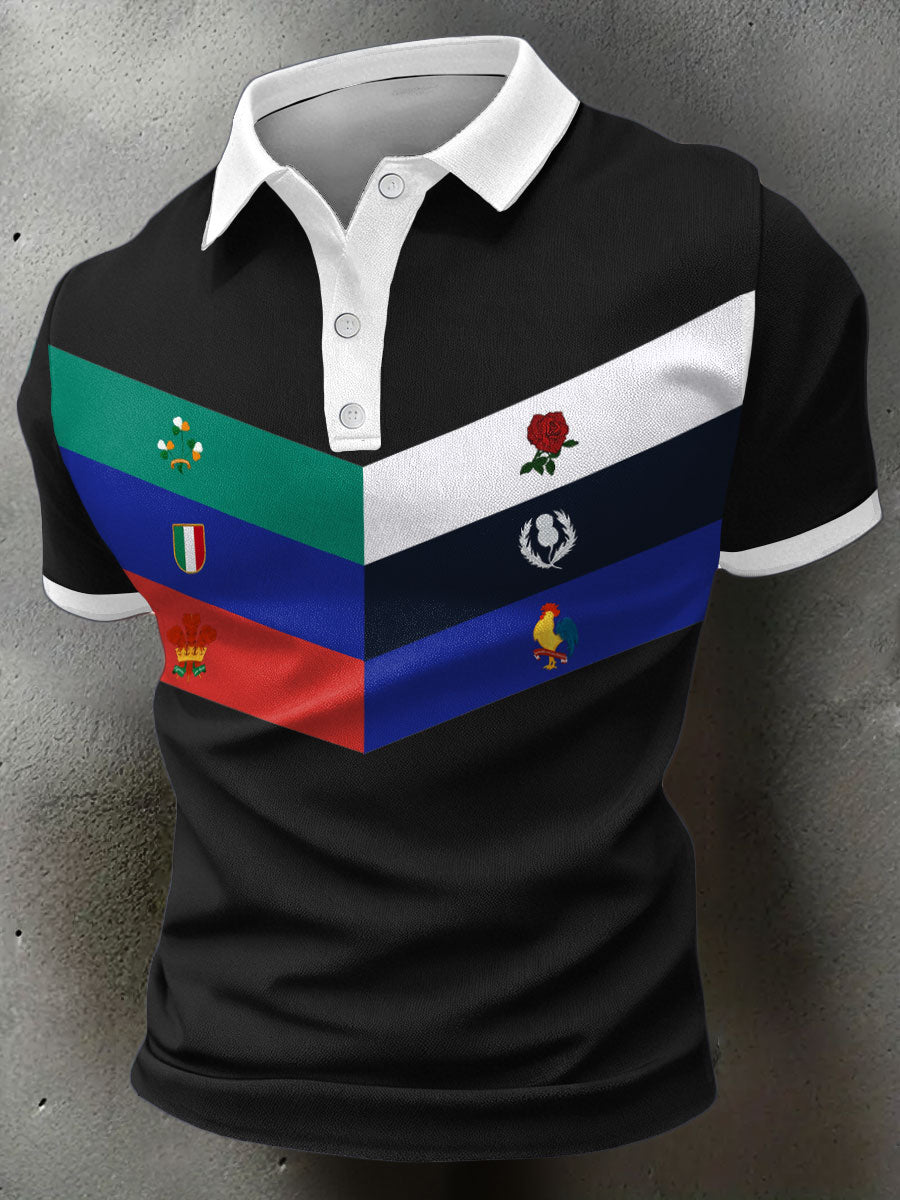 Men's Rugby Lover Game of Nations Printed Casual Tops