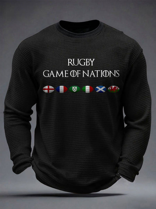 Men's Nations of Rugby Lover Printed Waffle Tops