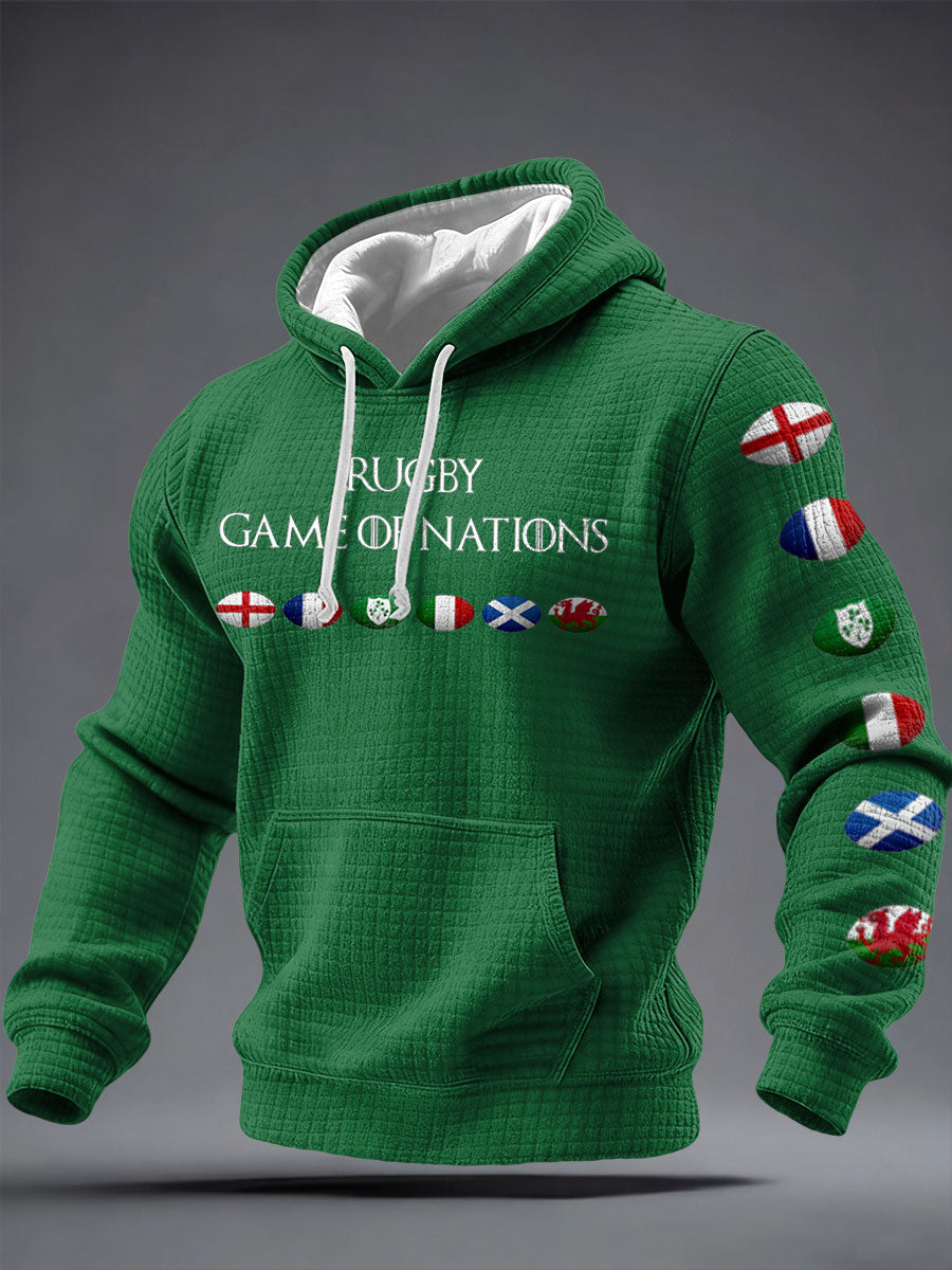 Men's Nations of Rugby Lover Printed Hoodie