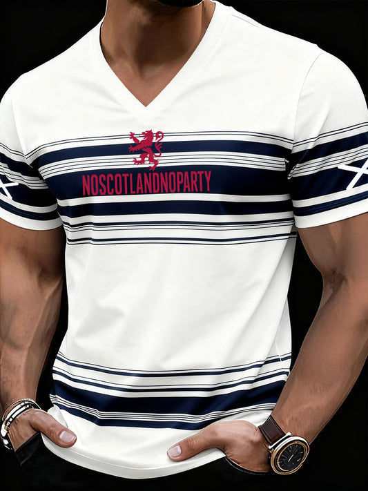 Men's Scotland Football Lover Printed V-neck T-shirt
