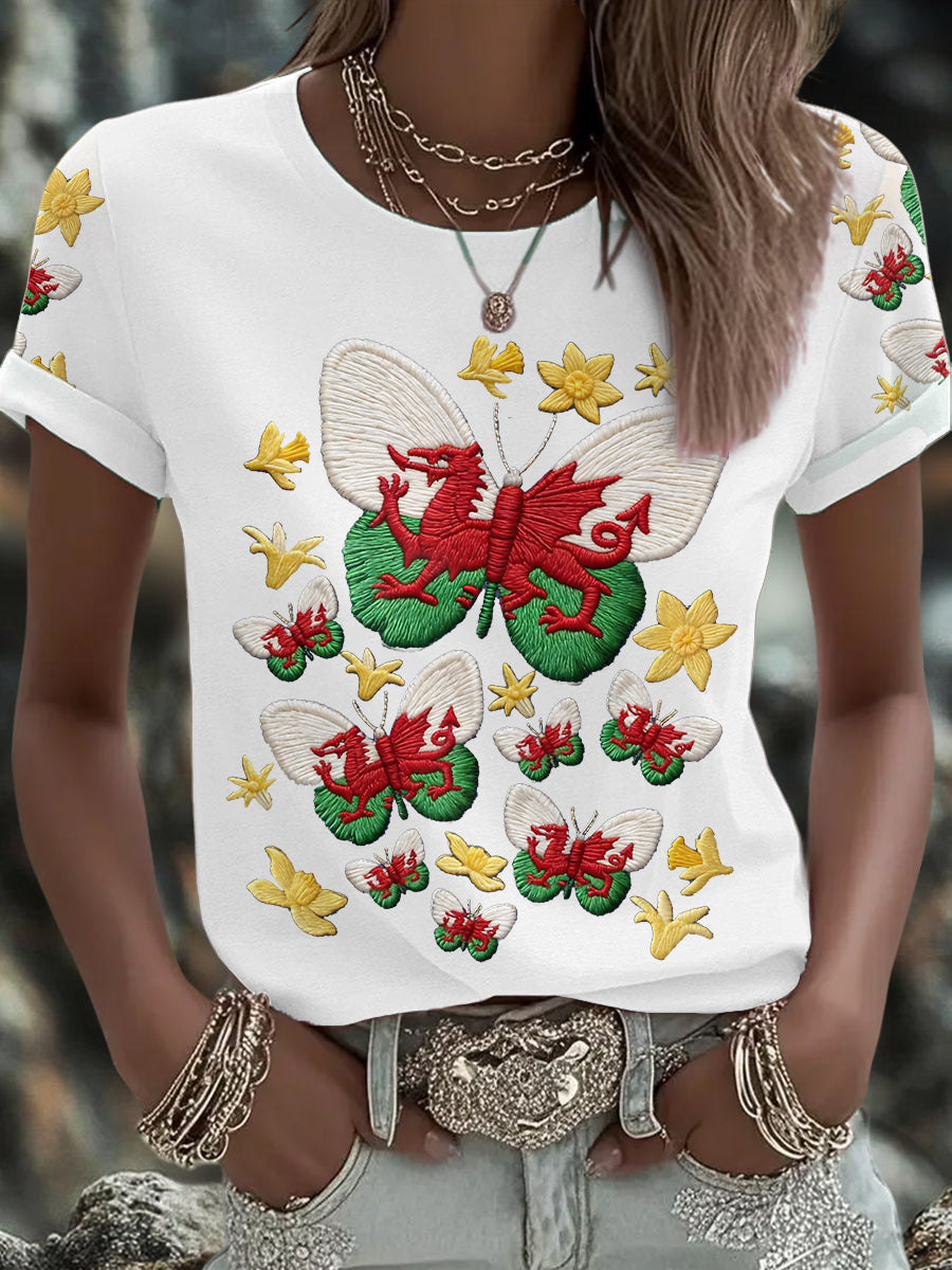 Women's Wales Welsh Rugby Art Printed T-shirt