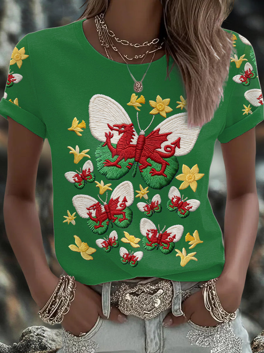 Women's Wales Welsh Rugby Art Printed T-shirt
