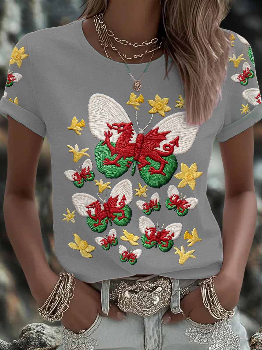 Women's Wales Welsh Rugby Art Printed T-shirt