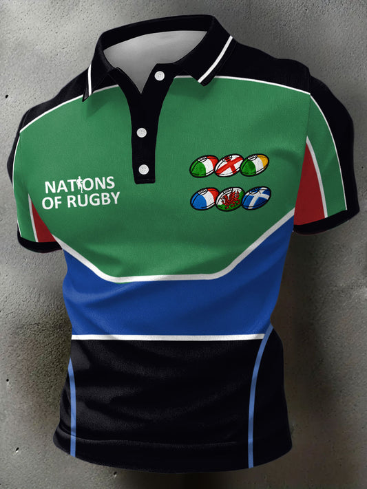 Men's Rugby Lover Nations Printed Casual Tops