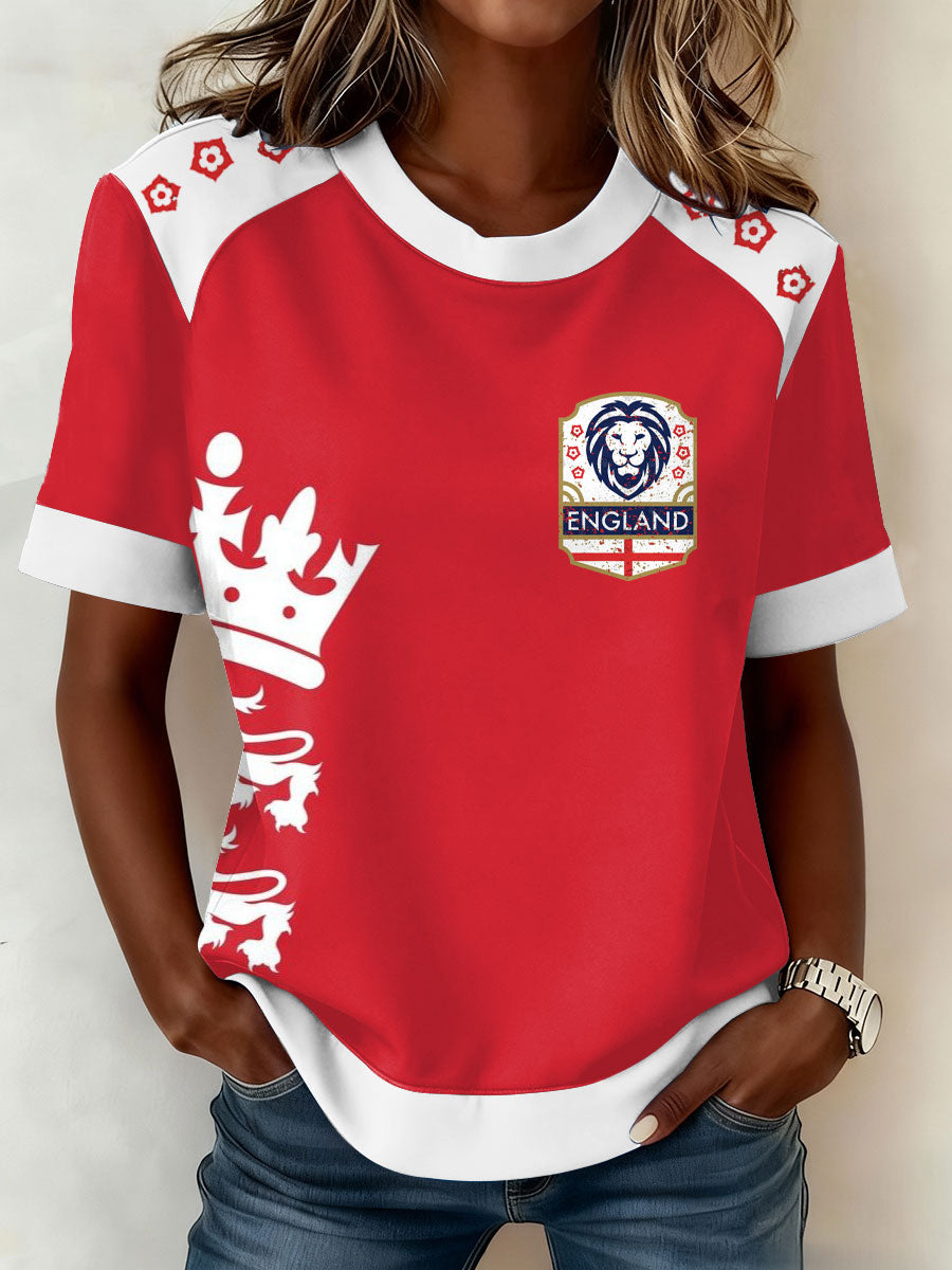 Women's England Lions Football Lover Printed T-shirt