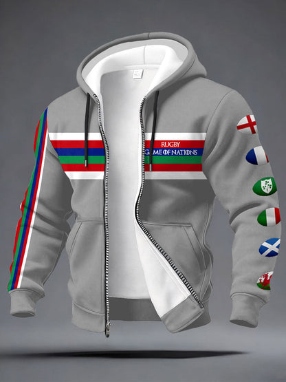 Men's Nations of Rugby Lover Printed Coat