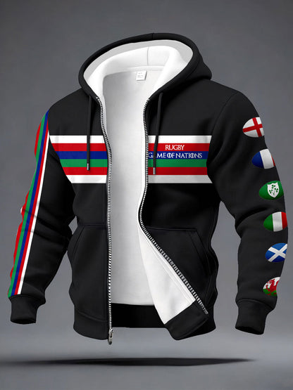Men's Nations of Rugby Lover Printed Coat