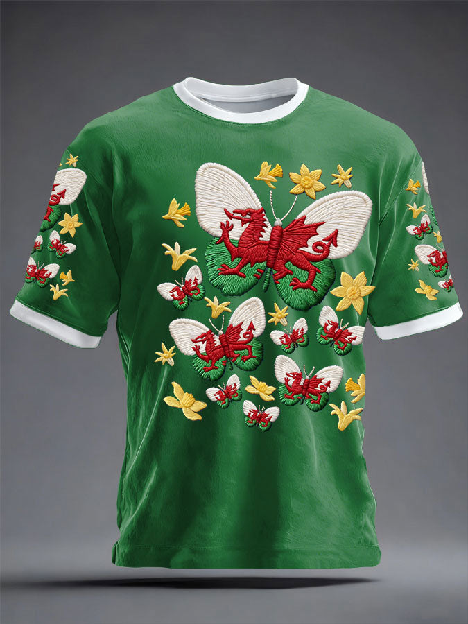 Unisex Wales Welsh Rugby Art Printed T-shirt