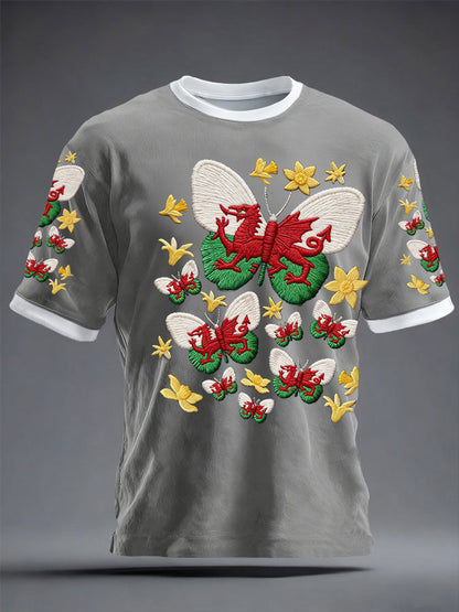 Unisex Wales Welsh Rugby Art Printed T-shirt