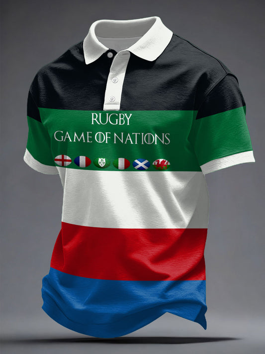 Men's Nations of Rugby Lover Printed Casual Tops